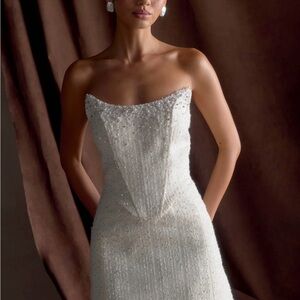 Meshki White Beaded Strapless Mini Dress